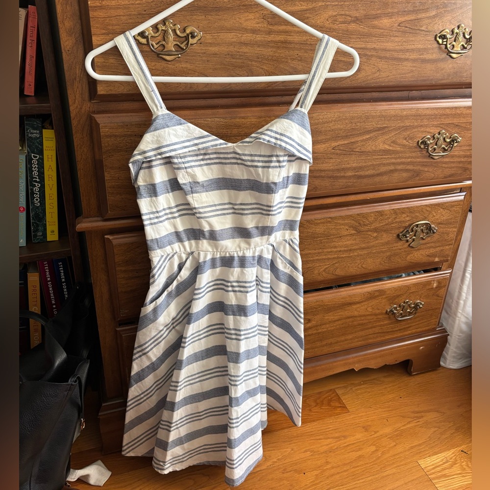 Trixxi Blue and White Striped Dress